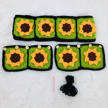 onEternal Handmade Crochet Sunflower Steering Wheel Cover And Seatbelt Cover Car Decor Set