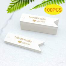 100 SZTUK, Ręcznie robione Etykiety Prezentowe, Etykiety Papierowe Kraft Z Napisem "Ręcznie Robione Z Miłością" Do Sztuki I Rzemiosła, Ślubów, Urodzin, Przyjęć, Świąt Lub Specjalnych Wydarzeń, Dekoracji Wiszących, Dekoracji Prezentów