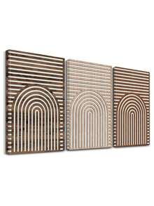 3pcs Bohemian Wooden Wall Decor - Geometric Line Prints, Modern Abstract Canvas Posters, Waterproof Home Decor For Bedrooms, Living Rooms And Dorms, Living Room Wall Decor, Bohemian Style , Wall Decor, Wall Arts, Art Prints, Posters, For Living Rooms, Bedrooms, Offices And Dorms, Indoor/Outdoor Use, Optional Frame