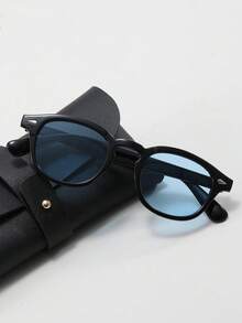 1pc Men's Round 3D Lens Fashion Glasses, Outdoor Casual Stylish Glasses, Beach Accessory, Fashion Eyewear, Y2K Festival, Summer Holiday, Outdoor, Travel - Multicolor - View 1
