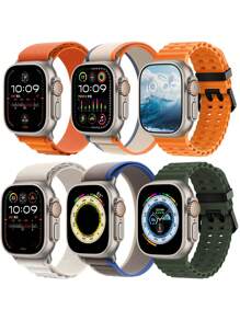 6 Pack Sport Bands - Compatible With Apple Watch Ultra 2/Ultra Bands 49mm 45mm 44mm 42mm 46MM Men Women,Breathable Trail Loop+ Loop+Ocean Bands Compatible With IWatch Ultra 2/Ultra Series 11 10 46mm SE 9/8/7/6/5/4/3/2/1 - (Series 1/2/3-42)/44/45/46/49mm - View 18