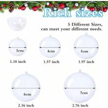 Clear Plastic Fillable Ornaments,Transparent DIY Craft Ball,Clear DIY Christmas Ornament 5 Different Sizes For Wedding,Party,Home Decor - 50 PCS 30-70mm - View 2