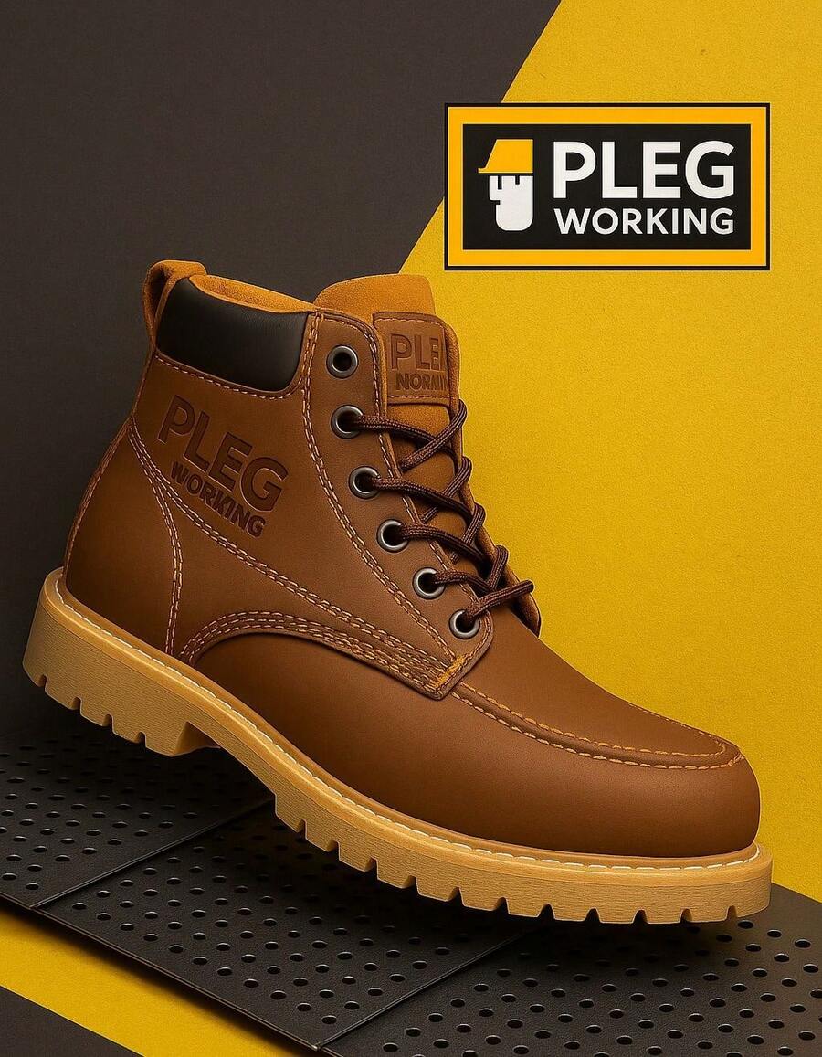 Botas Industriales PLEG WORKING de con bordo y Suela Antiderrapante para Hombre y Mujer – Estilo y Resistencia - Café - Ver 1