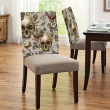 1 pieza/4 piezas/6 piezas/10 piezas Funda de silla de felpa corta con estampado de calavera y flores, funda de silla desmontable de tela de felpa corta, protector de respaldo de silla, cubierta decorativa para silla de comedor, apta para todas las estaciones, funda de silla decorativa para días festivos, para comedor, sala de estar, protección de silla para el hogar, con protección de respaldo, apta para restaurante, oficina, sala de estar, hotel y decoración del hogar