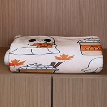 1pc Cartoon Cute Halloween Theme Blanket, Featuring Ghost & Pumpkin Print, Made Of Soft Flannel Fabric, Warm And Practical For Bedroom, Living Room, Halloween Decor, Office Nap, Camping, Yellow Throw Blanket