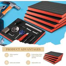 4pcs Tool Box Foam Inserts Upholstery Foam Cuttable Polyurethane Foam Pads Foam Sheets 40x33x2.5CM For Tool Box Organisation Cases Packing Padding Camera Toolbox Storage - Black & Red - View 4