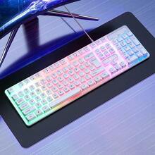 AOC KM100遊戲鍵鼠組 機械手感薄膜按鍵 七彩呼吸燈效 高精度光學滑鼠 即插即用USB 網咖/家用全能之選 白色 - 白色 - 查看 1