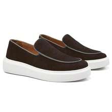 Men's Suede Loafer Lined With Insole - Coffee Brown - View 3