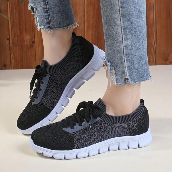 1 par de tênis esportivos leves e confortáveis com cadarço e estampa tropical, adequados para academia, atividades ao ar livre e todas as estações