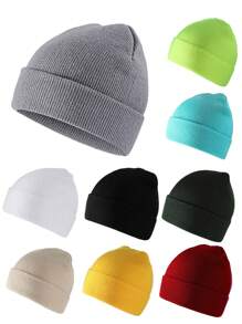 1 件双面针织帽，简约纯色宽松版型，男女皆宜的保暖护耳帽，秋冬款 - 1pcs - 查看 14