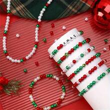 100/300/500pcs 6mm Acrylic Red, Green, And White Christmas Beads, Used For Jewelry Making DIY Round Beads, Perfect For Holiday Parties, Christmas Themed Decorations, Necklaces, Bracelets, Earrings, And DIY Decoration Kits To Decorate Beads