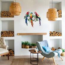 [Charming Iron Parrot Sculpture] 11.81" Iron Metal Parrot Wall Art - Charming Sculpture For Indoor & Outdoor Decor - Living Room, Patio, Or Balcony