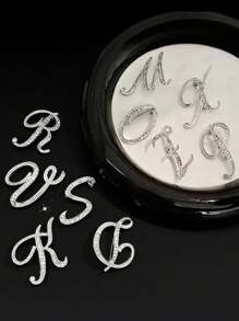 1 件 A-Z 字母水钻胸针 - 欧式风格，合金材质，镶嵌闪亮宝石，时尚别针，适合西装、衬衫、夹克、连衣裙、西装外套和毛衣，适合日常通勤、商务会议、约会和活动办公室配饰珠宝圣诞节万圣节衣服别针有趣可爱的教师礼物 - 銀色 - 查看 7