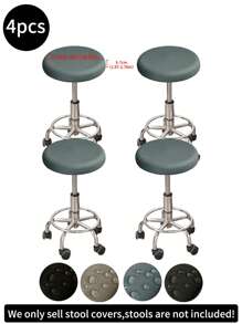 1pc/2pcs/4pcs/6pcs/30pcs Khaki Waterproof Milk Silk Coated Round Stool Covers, Modern Style, All-Season Dustproof Removable Elastic High-End Bar Stool Slipcovers, Suitable For Home, Bar Etc., Black, Light Grey, Meteor Grey