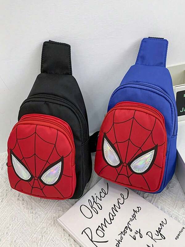 Marvel Bolso de pecho de Marvel Spider-Man, bolso de hombro con estampado de dibujos animados lindos, mochila pequeña para niños y niñas, bolso de hombro ligero, regalo de Navidad para familiares y amigos