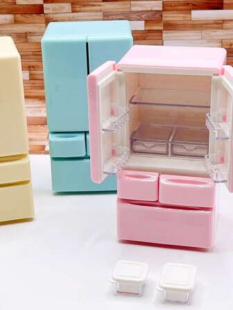 Party Decor Miniature Fridge - Double Door Tiny Refrigerator Model - Kitchen Scene Furniture - Creative Home Collectible