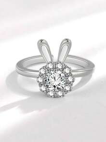 1 szt. obrotowy pierścionek z kryształkami górskimi z królikiem, minimalistyczny, modny, otwarty pierścionek z kwiatowym wzorem, obrotowy pierścionek z amuletem, luksusowy, prosty pierścionek z obrączką, modny pierścionek z cyrkoniami dla kobiet, obrotowy pierścionek z płatkiem śniegu, europejski i amerykański heksagram, otwarty pierścionek z kamieniem księżycowym, obrotowy pierścionek