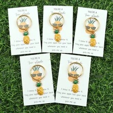 5pcs Cute Personalized Lemon Pineapple Strawberries Bananas Keychain Set With Pocket Card For Family And Friends - A Little Gift To Remind You Of Strength And Resilience Bag Charms Car Accessories Teacher Sister Gift Ideas