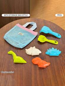 7pcs Kids Beach Toys Set With Storage Bag, Suitable For Digging Sand And Playing In Water. Made Of Durable ABS Material. Set Includes: Shovel, Rake, Dinosaur & Animal Molds, Random Colors. Suitable For 3-6-12 Years Old Boys And Girls For Outdoor Beach Play.