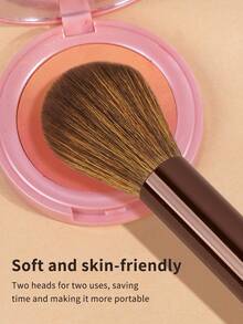 MAANGE 1pc/2pcs/3pcs Professional Aluminium Face Makeup Brush Set,Tongue Type Ultra-Thin Foundation Brush,One Line Shape Foundation Brush,Double-Head Brush,Nose Shadow Brush,Can Be Used For Foundation Concealer Brush, Liquid Foundation Brush,These Using Soft Fibers And Gentle On The Skin,Suitable For Daily Use And Travel,Portable Travel Makeup Brush Set,Gift For Women & Girls - Chocolate Brown - View 5