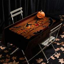 1/20pcs Scary Halloween Tablecloth, Scary Black Bat, Orange Pumpkin Pattern Tablecloth, Rectangle Tablecloth, Halloween Decoration, Suitable For Party Decoration, Home Kitchen Table, Indoor/Outdoor Use, Home Decoration