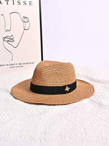 1pc New Men's Top Hat Panama Hat Sunshade And Beach Hat Women's Summer Jazz Hat Summer Beach Sun Hat Wide Brim Resistant Lightweight - Multicolor - View 11