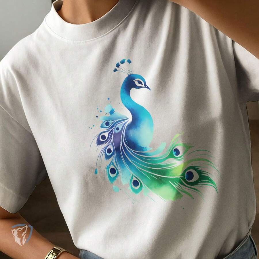 Artistic Peacock Printed T-Shirt | 100% Cotton Comfortable And Exclusive