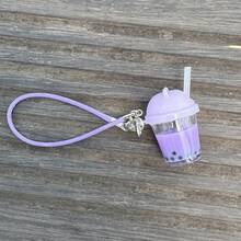 微型树脂DIY装饰珍珠奶茶杯，配件毛绒公仔，带猫耳吸管的仿珍珠奶茶杯，娃娃屋微型仿真珍珠奶茶杯，场景配件，学习奖励，娃娃屋装饰，派对礼物，随机颜色奶油色树脂钥匙扣吊坠 - 彩色 - 查看 18