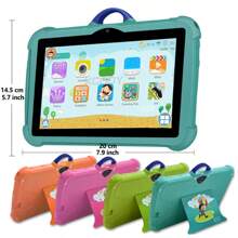 Tablette pour enfants de 7 pouces / processeur quadricœur 1,3 GHz / Android 13 MTK8321 / résolution IPS haute définition 1280 x 800 / caméra 2 Mpx + 5 Mpx / batterie 4 000 mAh / compatible WiFi et contrôle parental / jeux éducatifs / boîtier en plastique ABS et silicone BDF C8 (inclus : boîte d'emballage, câble de données, manuel, OTG, épingle pour carte)