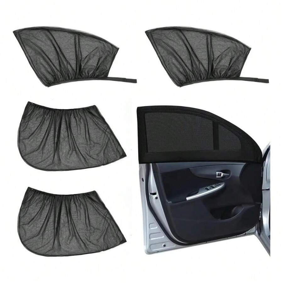 4 Cubres Parasoles Para Ventana De Coche Ajustables Con Protección UV Total Material Duradero Y Fácil Instalación Para Proteger El Interior Del Coche De Los Rayos Solares Dañinos Y Reducir El Calor Durante Todo El Año En Cualquier Tipo De Vehículo - Negro - Ver 1