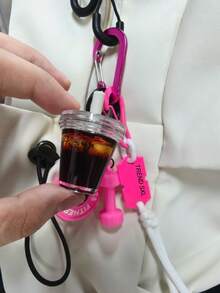 迷你冰咖啡哑铃壶铃编织绳钥匙扣吊坠包饰，适合健身爱好者、汽车配件、女士钥匙扣、包饰 - 彩色 - 查看 5