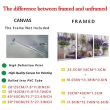 3 件薰衣草帆布艺术印刷品 - 带有紫色花朵的乡村花瓶，非常适合家庭、办公室、酒吧、咖啡厅、教室、宿舍装饰、毕业典礼、适合室内/室外使用的多功能墙面装饰、室内墙面装饰乡村装饰自然美学、薰衣草装饰 - 可用作礼物、卧室、办公室、客厅、咖啡厅、墙面装饰、家庭和宿舍装饰带框墙面艺术 - 帆布（可提供画框）