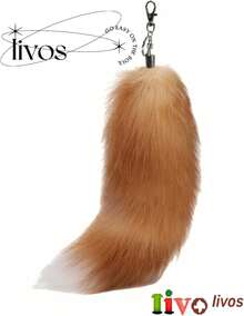 Fluffy Therian Fox Tail Keychain - Soft Fur, Realistic Colors, Durable, Perfect For Cosplay, Renaissance FairsChristmas - Cáo Mặt Trời Vàng - Xem 2