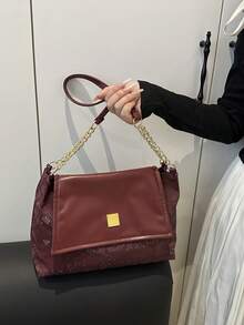 极简纯色链条斜挎包，拼布蛇皮纹女士手提包，高品质时尚单肩包，2025秋季新品