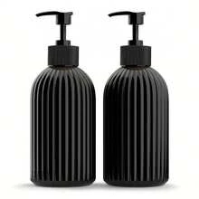 500毫升黑白条纹皂液瓶，可重复灌装洗发水、护发素、洗手液和洗洁精，16盎司皂液和洗洁精套装带支架（壁挂式），适用于浴室、卧室、办公室、厨房水槽、旅行、洗衣房、沙龙、酒店、餐厅、水疗中心等。