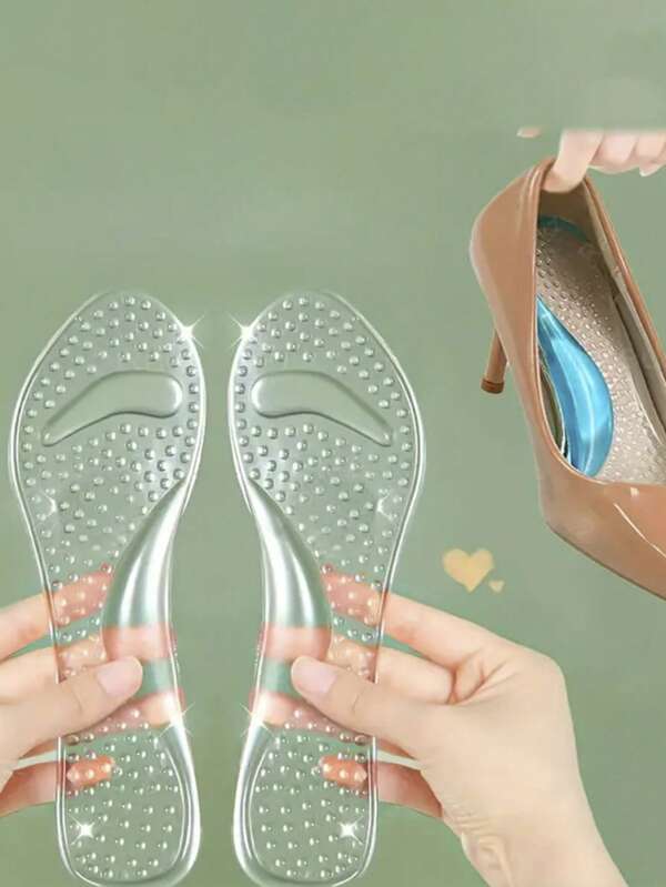 1 par de plantillas de gel granulado para mujeres, antideslizantes y suaves, transpirables de silicona, adecuadas para tacones altos y zapatos casuales, que proporcionan amortiguación y soporte del arco, diseño duradero para caminar, estar de pie, oficina y ocasiones formales