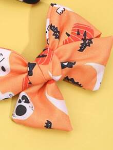 4pcs Fabric Halloween Bow Hair Clips,Orange And Black Pumpkins Ghosts Bats Hair Bows,Fashion Hair Accessories For Young Girls Teens Halloween Gifts Party - Multicolor - View 3