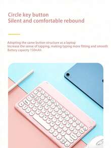 AKKHOO 10-Inch Ultra-Thin Rechargeable Silent Wireless Keyboard, Compatible With IPad, Computer, Phone, Tablet