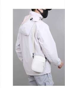 男士迷你纯色经典百搭单肩包 2000 年代街头风格 - 白色 - 查看 3