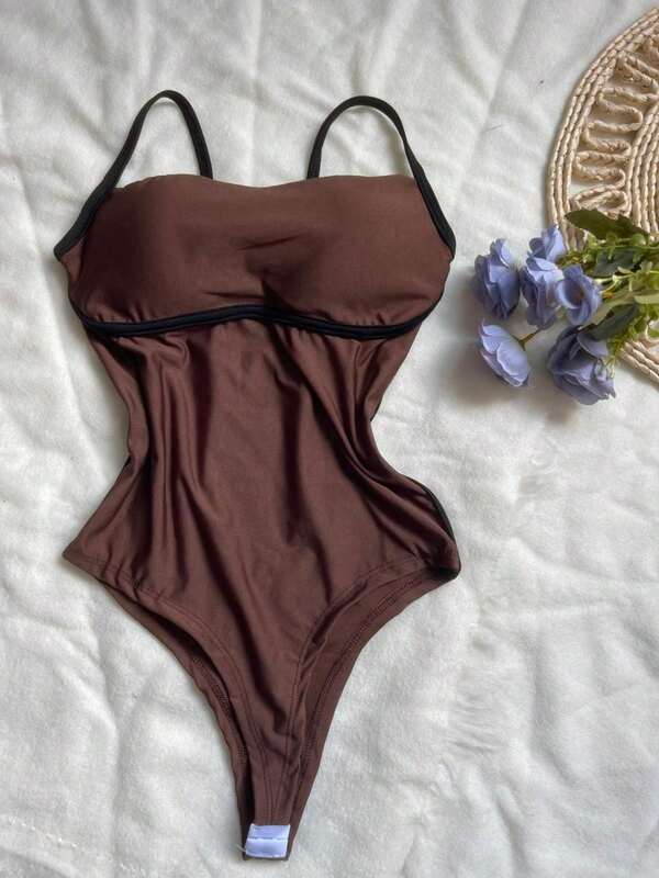 Body Feminino Bicolor Slim Fit Tendencia Primavera Verão