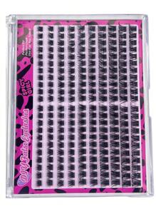 全新 220 簇 3D 蓬松 180D 混合柔软缎带分段假睫毛延长 DIY 单簇睫毛延长睫毛适合初学者、角色扮演、派对、约会 - 黑色 - 查看 3