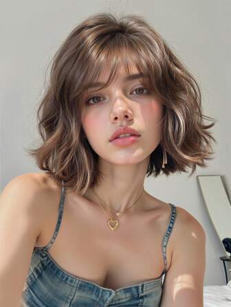 12 英寸女士短卷发假发适合日常佩戴和各种场合，包括母亲节、生日派对、节日、日常派对和优雅风格