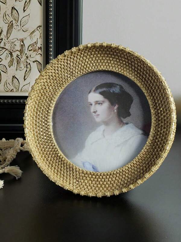 Vintage Gold Photo Frame, Handmade Gold Metal Rattan Texture Photo Frame, Glass Panel, Antique Photo Frame, Suitable For Desktop Display And