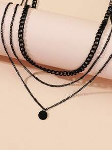 1 pieza Collar de cadena con discos multicapa, adecuado para uso diario - Negro - Ver 3