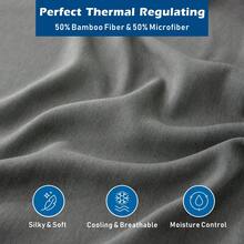 FORZZZ Hotel Bamboo Cooling Sheet Set 4 Pieces-Ultra Soft 2000TC Breathable Bed Sheets Set With 37 Centimetre Deep Pocket-Cooling Sheets For Hot Sleepers, Grey - 灰色 - 查看 5