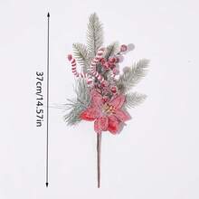 1 pieza, Ramas de pino con escarcha artificial y bayas, recortes de árbol de Navidad, ramas de cedro de Navidad para coronas y decoración navideña, tallos de árbol de Navidad de plástico para manualidades DIY