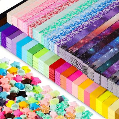 2100 ورقة شرائط نجوم أوريغامي، 27 ورقة نجوم ملونة بألوان صلبة، شرائط نجوم أوريغامي لإضاءة الليل، شرائط أوريغامي نجوم ذات وجهين للفضاء، أوريغامي نجوم محظوظة DIY، لوازم المدرسة، أول يوم في المدرسة