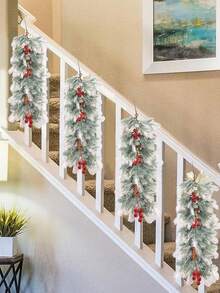 Christmas Artificial Teardrop Swag 25 Inch Faux Mixed Pine Cones And Berry Swag Green And White Winter Xmas Pine Branch Plant Decoration For Front Door Farmhouse Wall Window Home Christmas Party Decorations