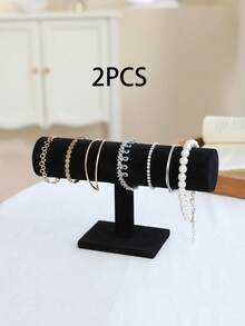 1pc/2pcs Grey, Black, White Single-Layer Velvet/Yellow Linen Bracelet Holder Jewelry Display Stand, Headband, Accessories Shop Countertop,Room Decor - Frost flannelette - View 15