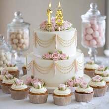 18th Birthday Candles Gold Number Candles Cute 18  81 Candle Set Numeral Birthday Candles For Cake Number Candles Happy Birthday Decorations For Girls Cake Wedding Anniversary Celebration Party Favor - 18 - 查看 2